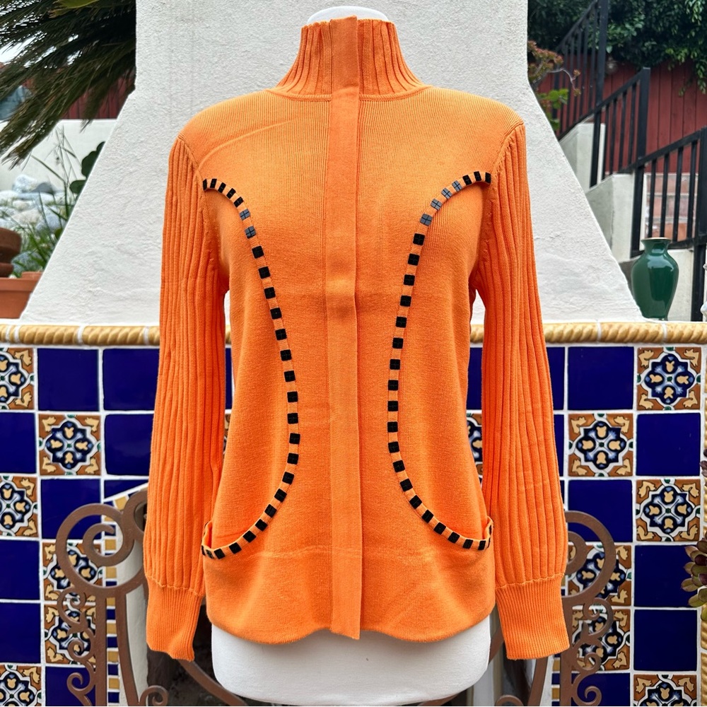 NWT Sideffects Cardigan Mock Neckline Zip Pockets Knit Sweater Size Small